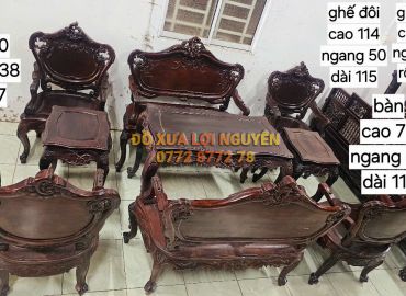 Bộ bàn Louis 9 món, gỗ cẩm lai, dáng hoàng gia rất đẹp