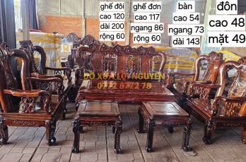 Bộ bàn phòng khách gỗ mun ta 8 món xưa