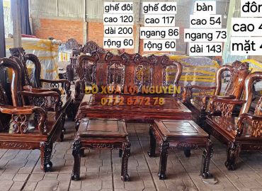 Bộ bàn phòng khách gỗ mun ta 8 món xưa