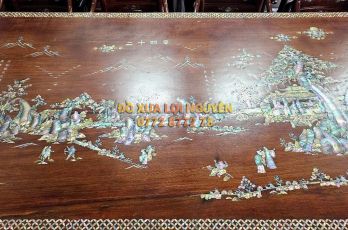 Bộ bàn gỗ hương ta, mặt 1 tấm, dày 7 phân. Gồm 9 món