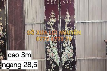 Cặp câu đối xưa. Cẩn ốc đẹp - Gỗ gõ mật