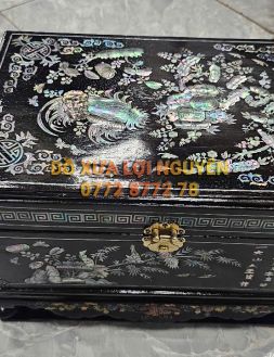 Tráp chữ nhật, gỗ gõ mật, cẩn ốc đẹp