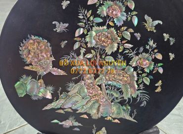 Dĩa tranh chim hoa, gỗ gõ mật
