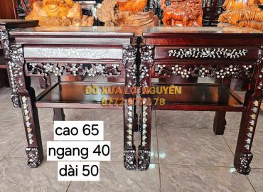 Đôn gỗ gõ mật cẩn ốc, mặt đá tàu