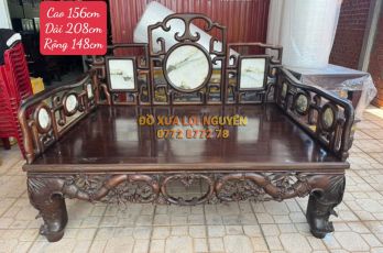 Giường tam thành gỗ trắc ta xưa. Ván liền không chấp ghép