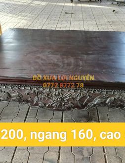Sạp xưa gỗ gõ mật, trạm đục hoa sen