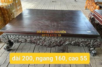 Sạp xưa gỗ gõ mật, trạm đục hoa sen