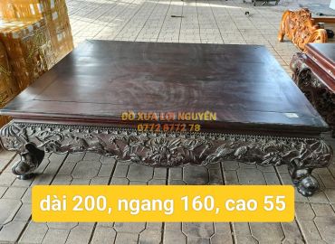 Sạp xưa gỗ gõ mật, trạm đục hoa sen