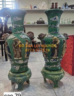 Cặp bình PHÚC - LỘC - THỌ, gốm biên hoà