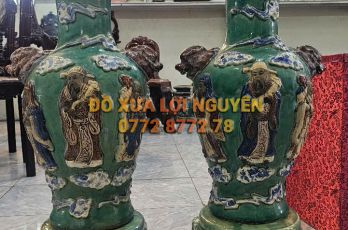 Cặp bình PHÚC - LỘC - THỌ, gốm biên hoà