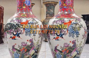 Cặp bình chim hoa. Gốm tàu