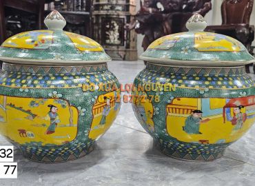 Cặp thố tích người, gốm tàu