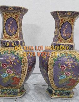 Cặp bình men gấm, gốm tàu