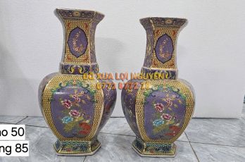 Cặp bình men gấm, gốm tàu