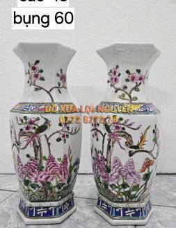 Cặp bình lục giác, gốm tàu