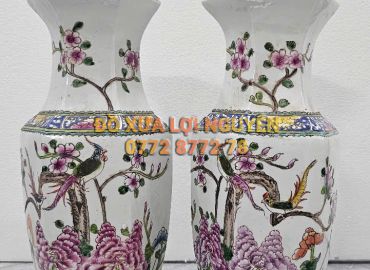 Cặp bình lục giác, gốm tàu