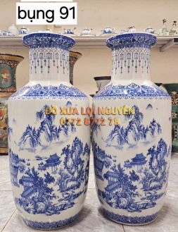 Cặp bình sơn thủy, gốm tàu