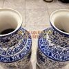 Cặp bình vẽ cúc dây, gốm tàu