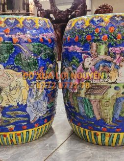 Cặp đôn tích la hán, gốm tàu