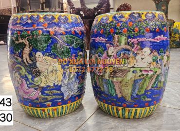 Cặp đôn tích la hán, gốm tàu