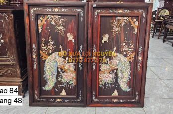 Tranh gỗ trắc ta. Tích phu thê viên mãn