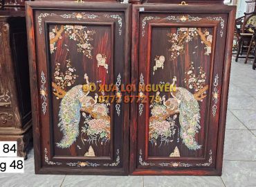 Tranh gỗ trắc ta. Tích phu thê viên mãn
