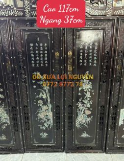 Tranh tứ quý gỗ gõ mật, cẩn ốc Singapore
