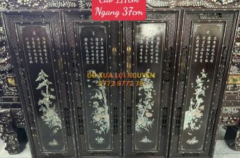 Tranh tứ quý gỗ gõ mật, cẩn ốc Singapore
