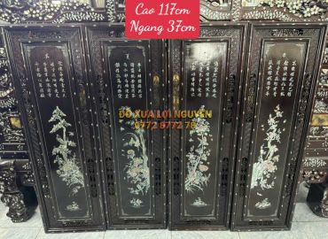 Tranh tứ quý gỗ gõ mật, cẩn ốc Singapore