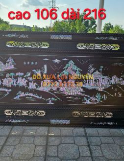 Tranh vinh quy bái tổ khảm ốc đỏ VIP. Gỗ gõ mật