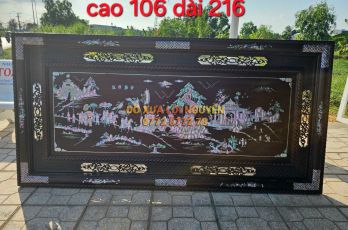 Tranh vinh quy bái tổ khảm ốc đỏ VIP. Gỗ gõ mật