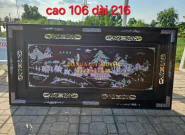 Tranh vinh quy bái tổ khảm ốc đỏ VIP. Gỗ gõ mật