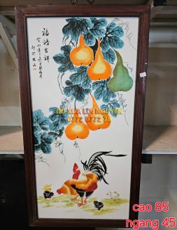 Tranh gốm tàu khung gỗ