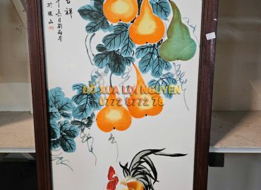 Tranh gốm tàu khung gỗ