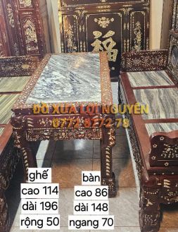 Trường kỷ cẩm lai 3 món, cẩn ốc đẹp
