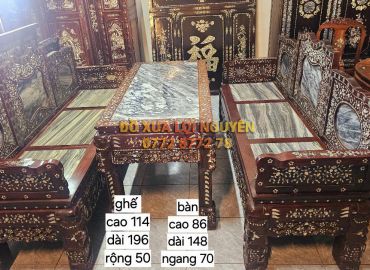 Trường kỷ cẩm lai 3 món, cẩn ốc đẹp