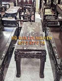 Trường kỷ song tiện ngũ sơn, gỗ gõ mật, cẩn ốc xà cừ