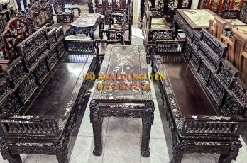 Trường kỷ song tiện ngũ sơn, gỗ gõ mật, cẩn ốc xà cừ