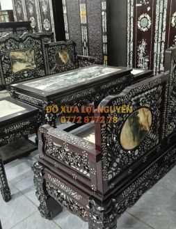 Trường kỷ gỗ gõ mật 5 món, cẩn ốc đẹp, giá hữu nghị