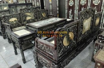Trường kỷ gỗ gõ mật 5 món, cẩn ốc đẹp, giá hữu nghị