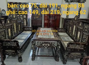 Trường kỷ ngũ sơn đại, cẩn ốc tứ diện, gỗ gõ mật