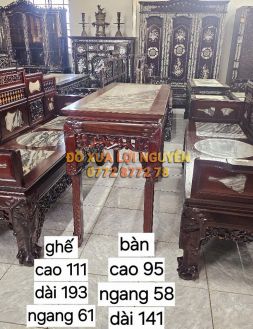 Trường kỷ gỗ gõ mật, mặt đá tàu xưa, 3 món
