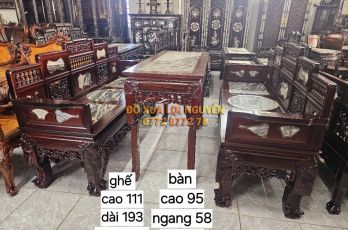 Trường kỷ gỗ gõ mật, mặt đá tàu xưa, 3 món