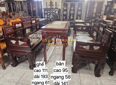 Trường kỷ gỗ gõ mật, mặt đá tàu xưa, 3 món