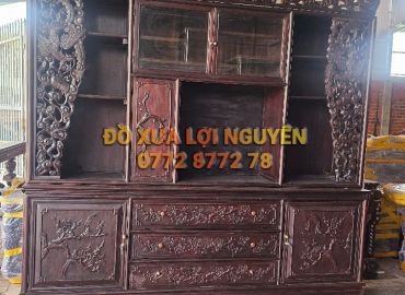 Tủ trạm đục chim phụng hoàng, gỗ gõ mật xưa