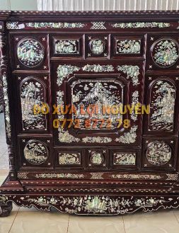 Tủ thờ gỗ gõ mật cẩn ốc Singapore