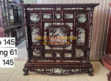 Tủ thờ gỗ gõ mật cẩn ốc Singapore