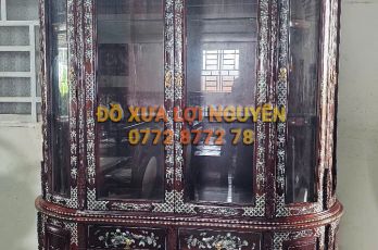 Tủ trưng bày, gỗ cẩm lai, cẩn ốc đỏ siêu vip