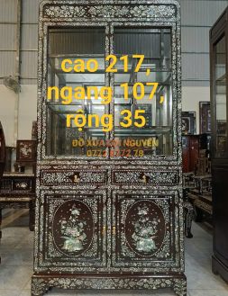 Tủ trưng bày, gỗ gõ mật, cẩn ốc vip