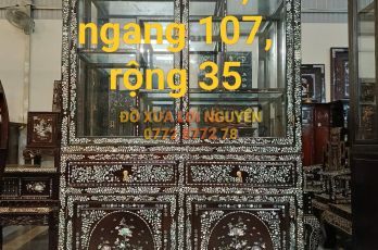 Tủ trưng bày, gỗ gõ mật, cẩn ốc vip